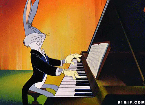 兔八哥弹钢琴图片