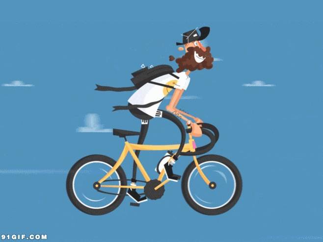 卡通人物骑自行车图片