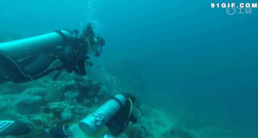 海底探险潜水员图片
