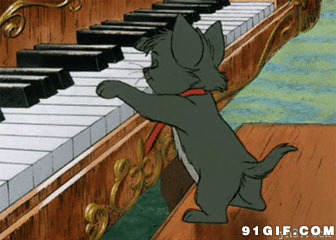 卡通老鼠弹钢琴动态图片