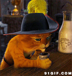 卡通猫猫喝酒动态图片