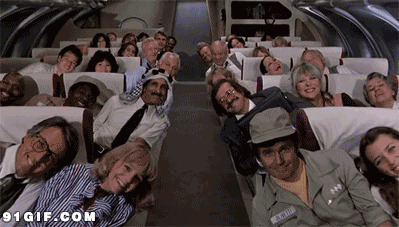 飞机里的逗比乘客搞笑动态图片