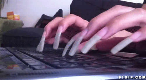 长指甲打键盘动态图片