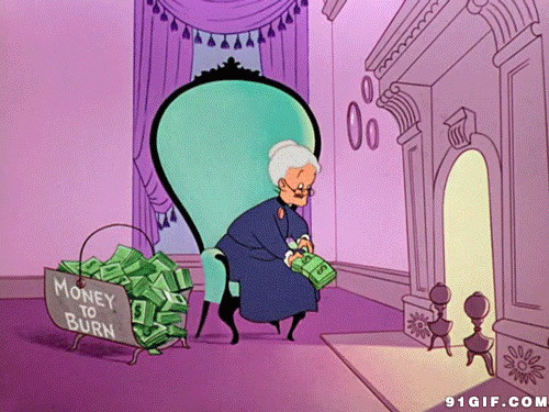 卡通老太太扔钱图片