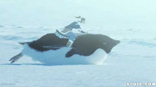 恶搞企鹅滑冰图片