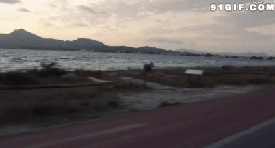 酷哥海边骑摩托车图片:海边