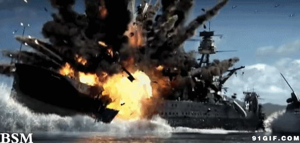 战舰海上爆炸动态图片:战舰,爆炸,