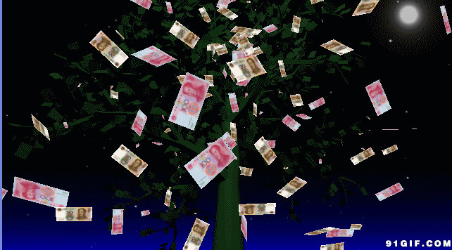 摇钱树下人民币图片:摇钱树,人民币