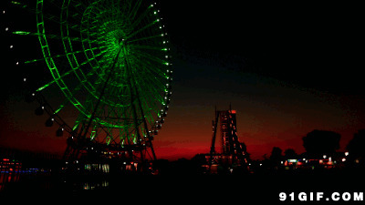 午夜旋转的摩天轮图片:摩天轮,风景