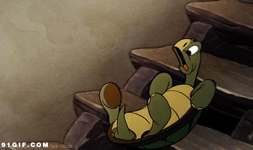 卡通小乌龟滚下楼梯图片:乌龟