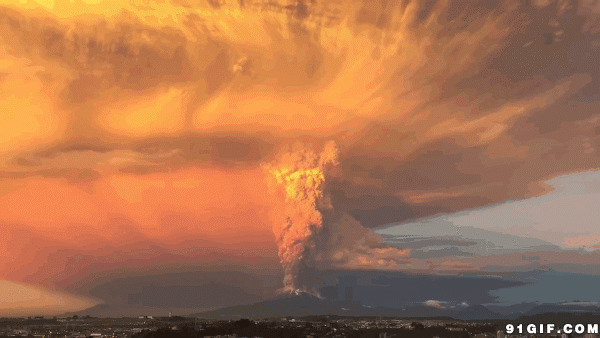 火山大爆发动态图片:火山,风景