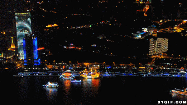 繁华港口的夜景图片:夜景