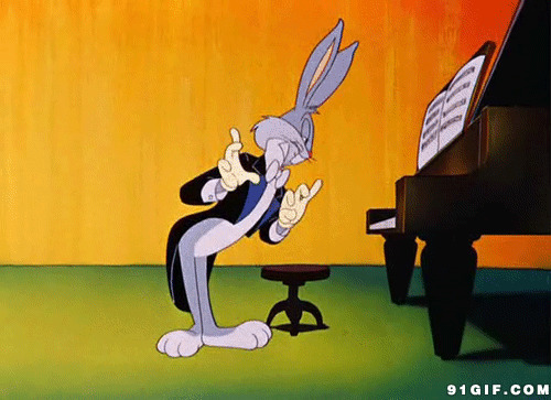 卡通兔八哥弹钢琴动态图片:兔八哥