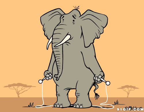 卡通大象跳绳动态图片:大象,跳绳