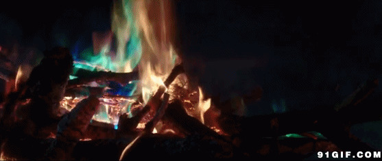 木柴燃烧的火焰动态图片:火焰,火光