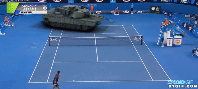 坦克车打羽毛球动态图片