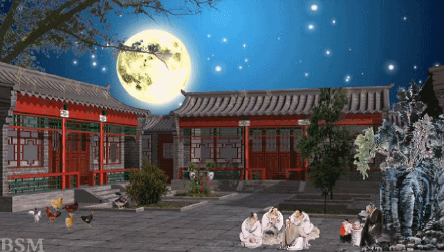 中秋节赏月卡通图片