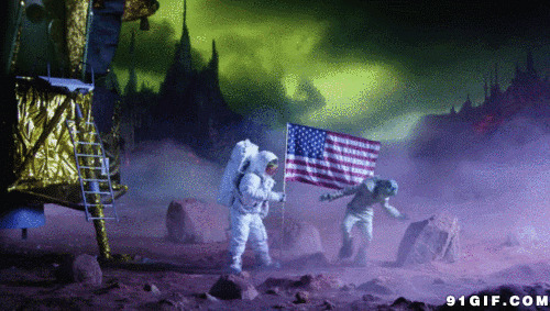 月球上插旗搞笑图片