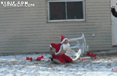 圣诞老人摔倒搞笑视频图片:圣诞老人,摔倒