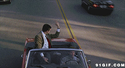憨豆坐车搞笑视频图片:憨豆,竖中指