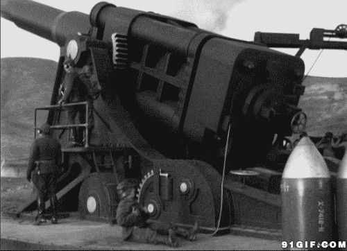 开炮搞笑视频黑白图片:开炮,大炮