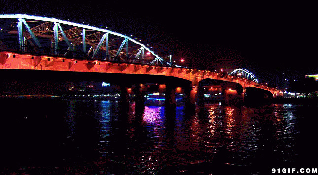 南京大桥夜景动态视频图片:夜景,唯美
