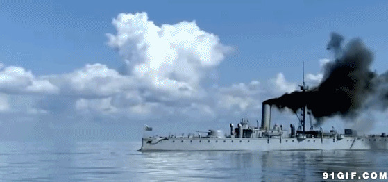 海上驱逐舰开炮图片:海上,舰艇,军舰