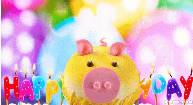 生日小猪动态图片