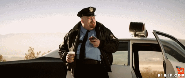 外国胖警察吃汉堡图片