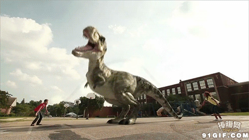 恐龙跳绳搞笑动态图片:恐龙