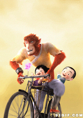卡通猴子骑自行车视频图片