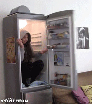 冰箱里的逗比吓人图片:冰箱,逗比