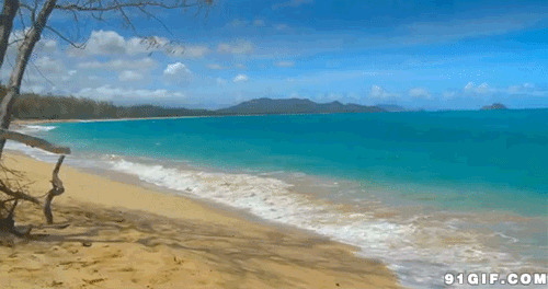 沙滩海水优美景色素材图片