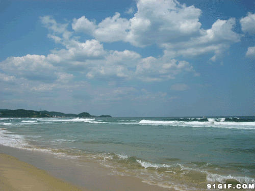 蓝天白云清澈河水图片:风景,海滩
