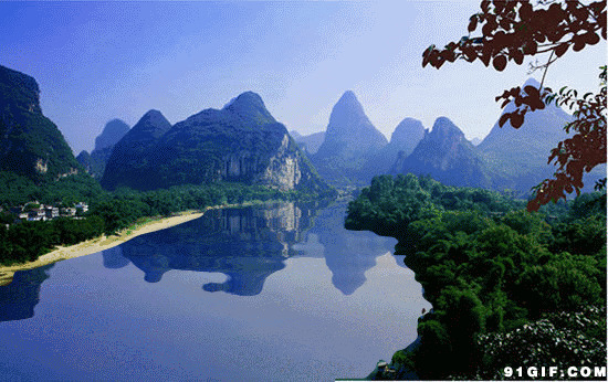 水天一色优美风景素材图片:风景,桂木山水