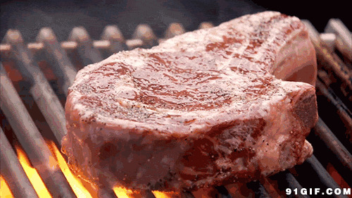明火烤牛排动态图片:牛排,烧烤,美食