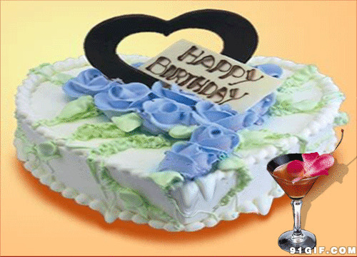 爱心蛋糕动态图片:生日蛋糕