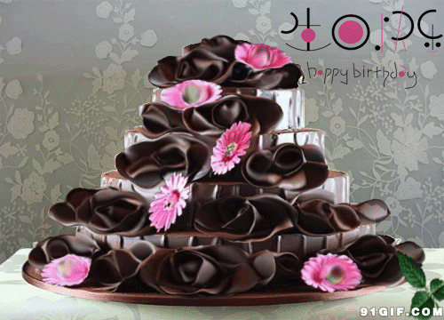 巧克力花瓣蛋糕图片:生日蛋糕