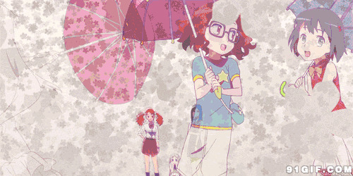 打伞的少男少女动漫图片:雨伞,动漫