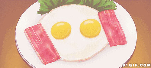 火腿笑脸煎双蛋动漫图片:煎蛋,笑脸,美食