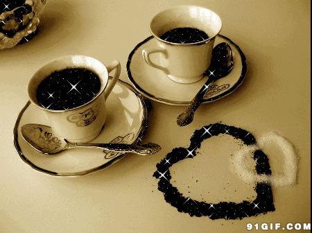 闪亮的爱心咖啡图片:咖啡,爱心,唯美