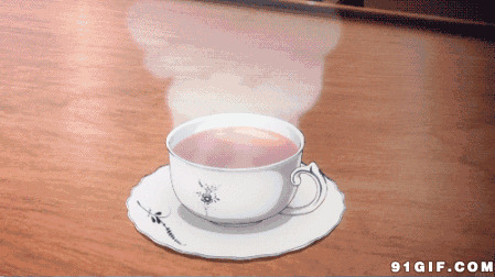 一杯热气腾腾的红茶动画图片