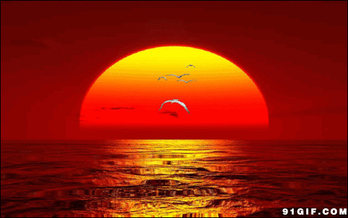 太阳映红大海意境唯美图片