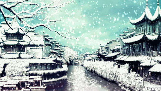 小镇迎来漫天飞雪唯美图片:雪景,飞雪,下雪,唯美