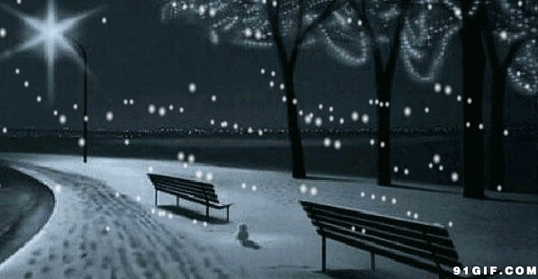 浪漫雪夜雪花飘飞图片