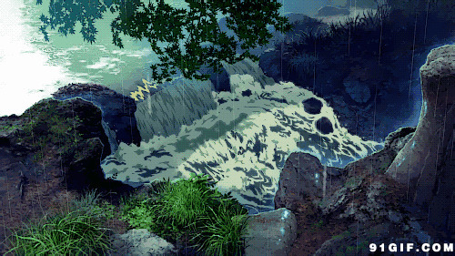 流淌的河流动画图片:河流,瀑布
