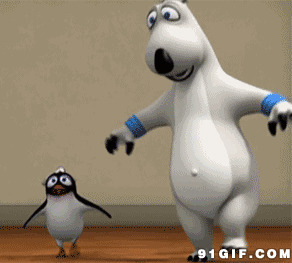 卡通牛牛企鹅跳舞图片