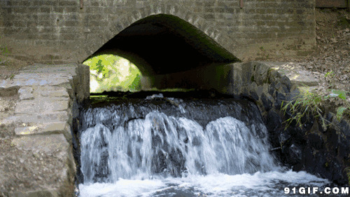 桥洞的流水动态图片:流水,洞口,涵洞