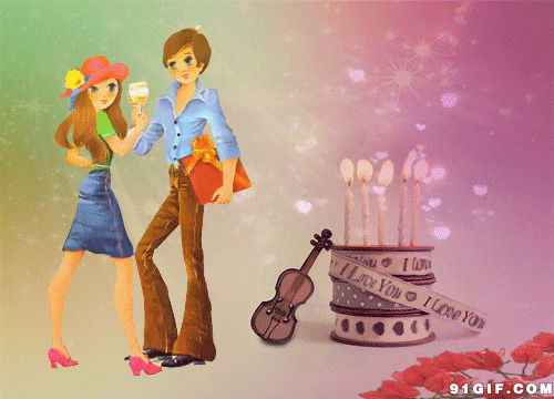 浪漫情侣生日蛋糕图片:生日快乐