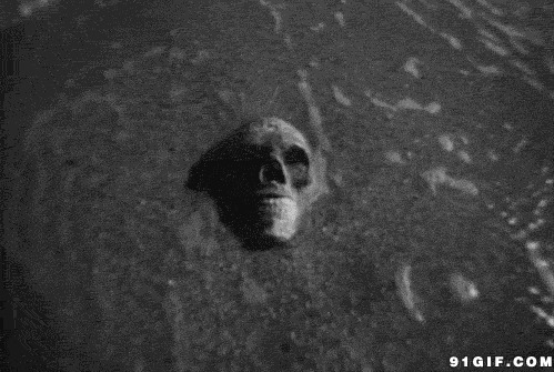 河水中的骷髅头图片